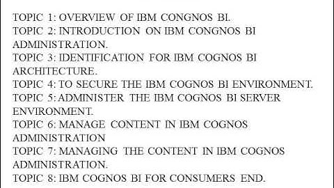 cognos bi tutorial | cognos Bi administration online training video- Global Online Trainings