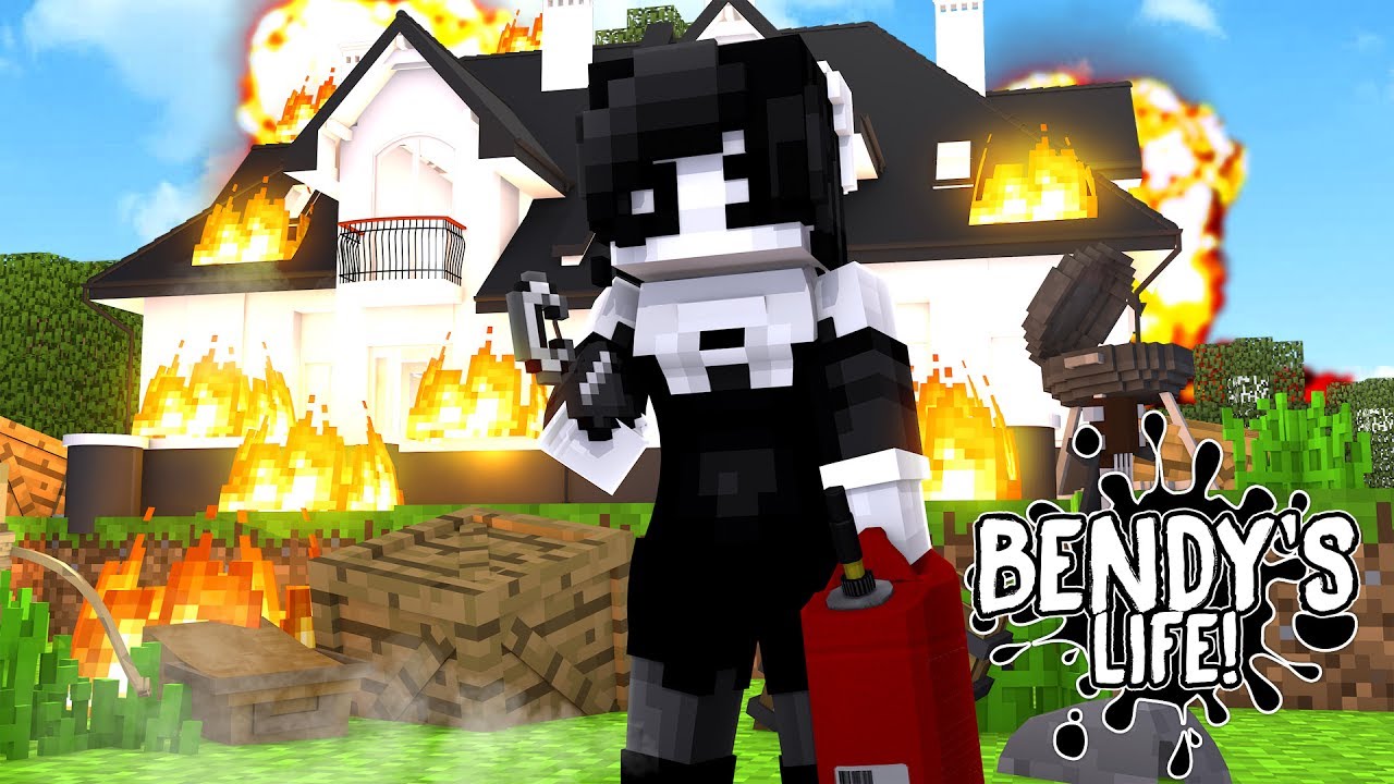 Minecraft BENDY'S LIFE-ANGRY ALICE ANGEL BURNS HER EX BOYFRIEND'S HOUSE!!!- Baby Leah