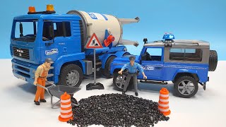 Police Car, Mixer Truck, Rescue / playing with bruder toy trucks