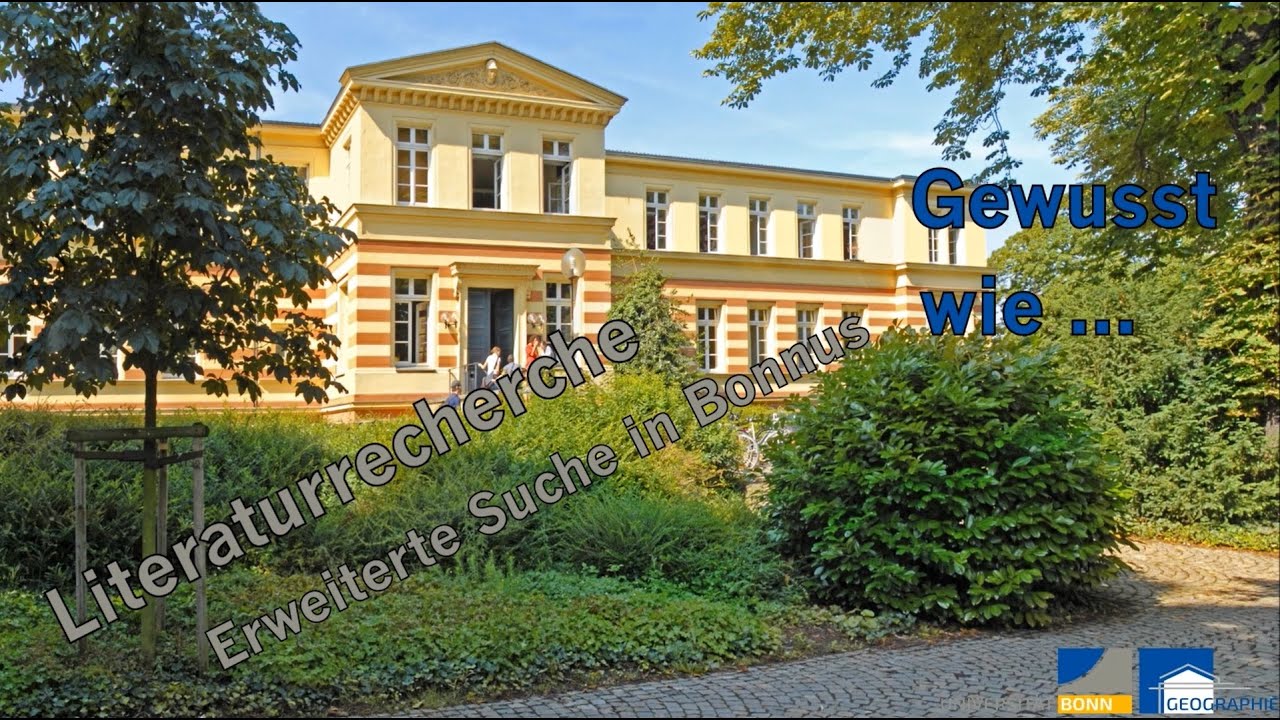 Geographisches Institut Der Universität Bonn Literaturrecherche am Geographischen Institut der Uni Bonn - Erweiterte