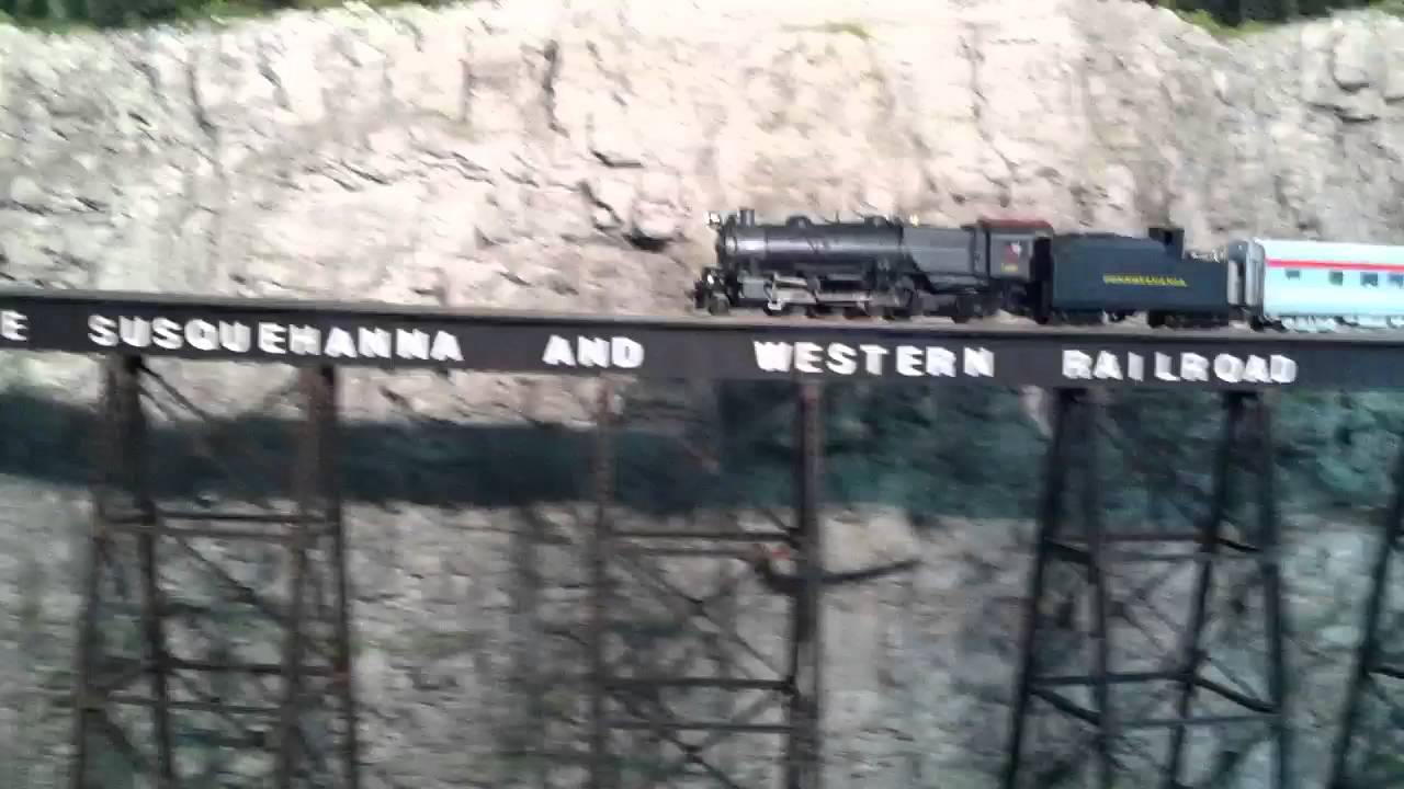 BLI  PRR L1 2-8-2 on Ken P's layout - over the high bridge at Mt. Renard