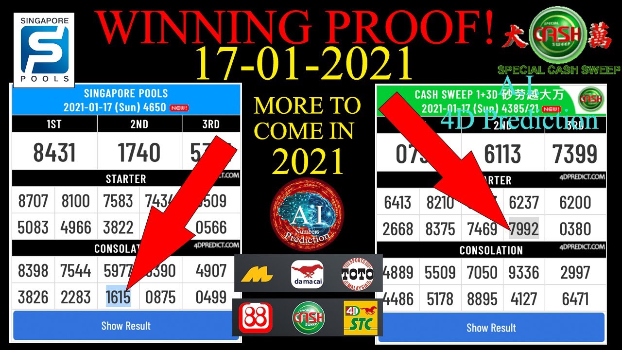 16 & 17-01-2021 A.I Numbers Prediction | 4D Prediction Top Hot Lucky Number| Magnum| Da Ma Cai| Toto
