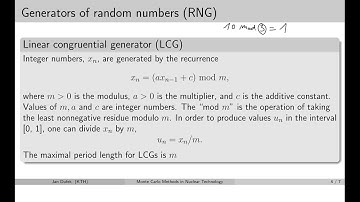 MC simulations:  2.1 Random number generators