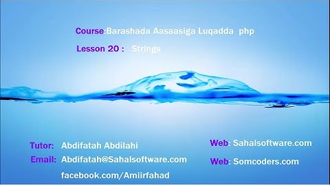 Barashada php Afsomali:Lesson20:Strings