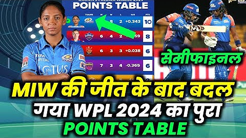 WPL 2024 Today New Points Table : GG vs MI After Match Points Table । WPL 2024 Highlights