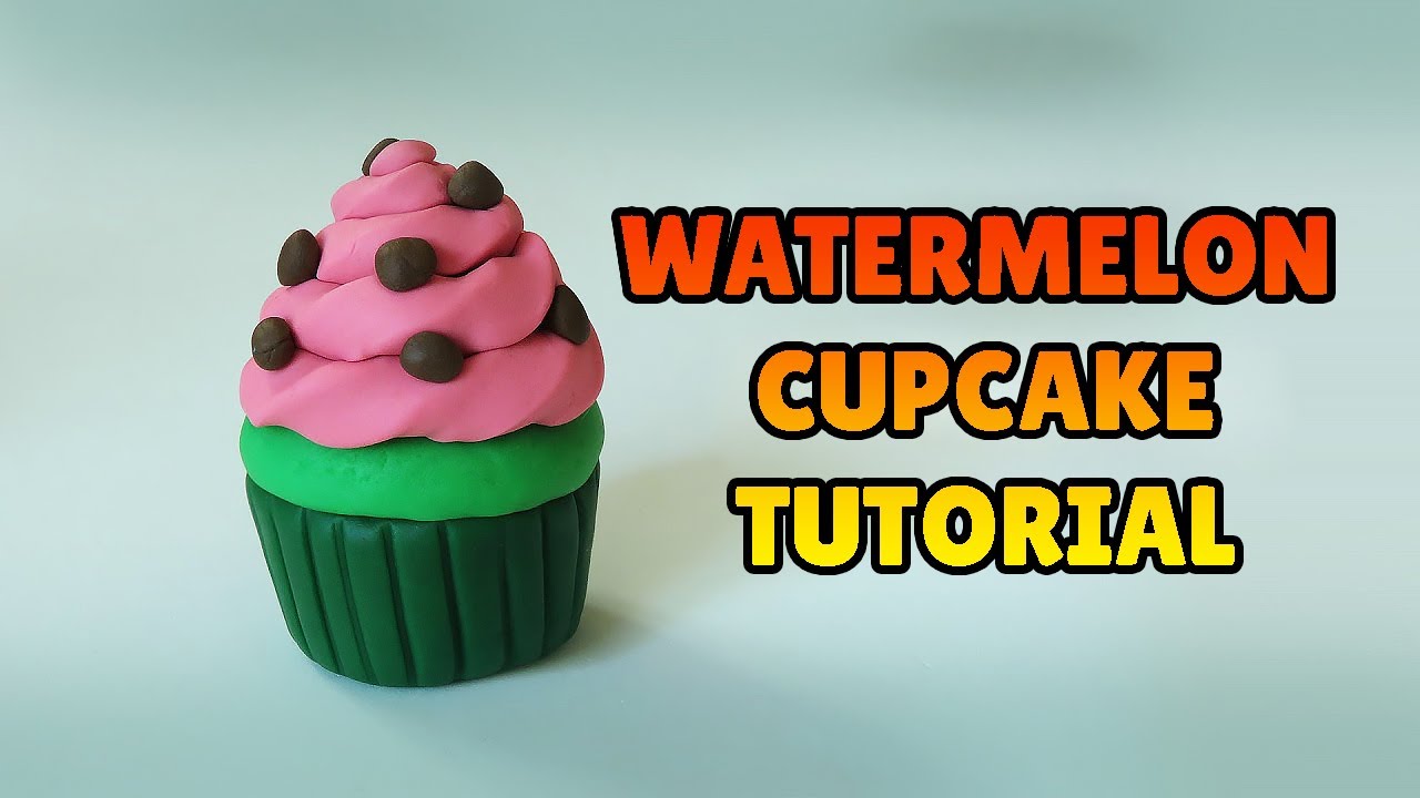 🔴 DIY How to Make WATERMELON CUPCAKE - Easy Polymer Clay and Fondant Cakes Tutorial