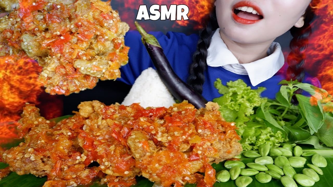 ASMR AYAM GEPREK LVL 30 + PETE LALAPAN 🔥 | Asmr mukbang Indonesia