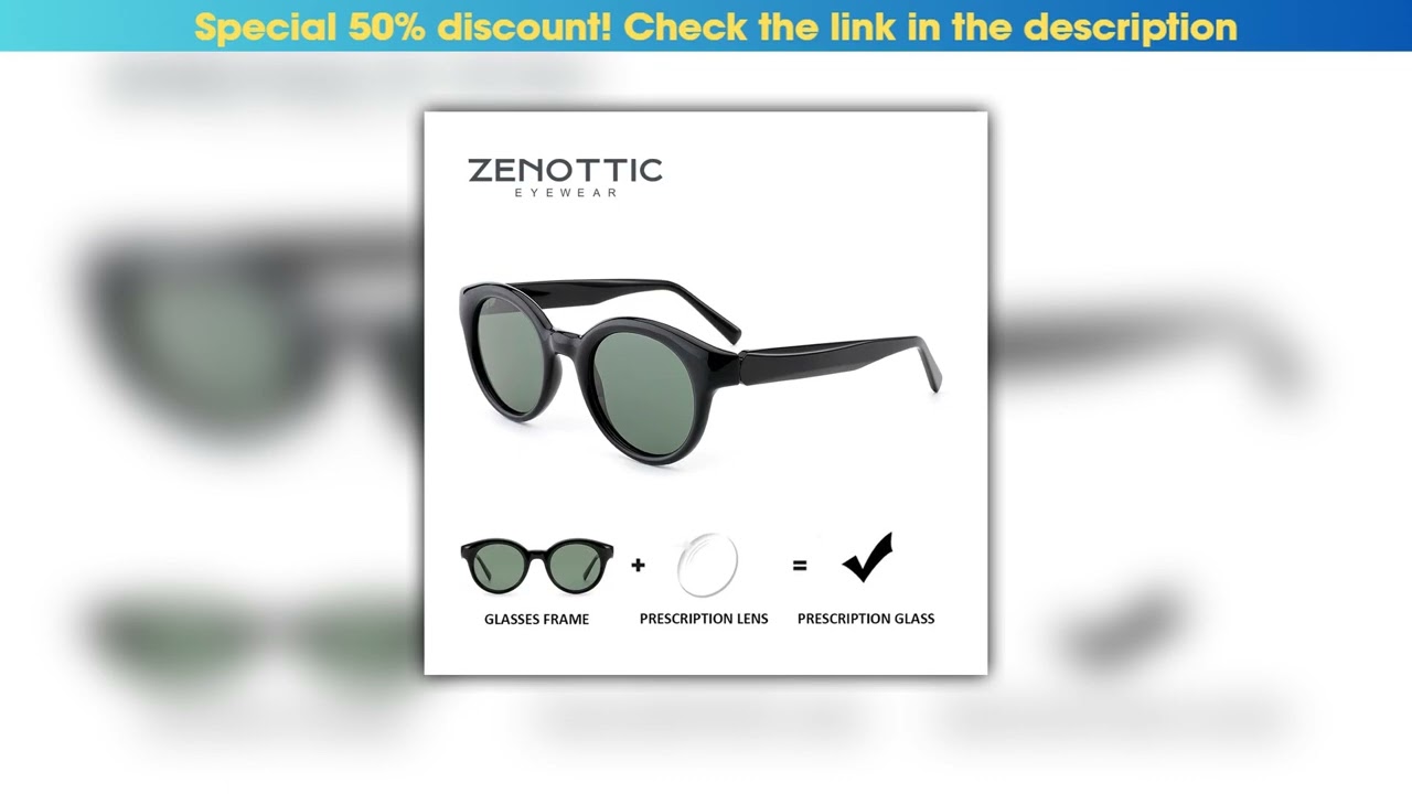 Discount ZENOTTIC Fashion Round Acetate UV400 Polarized Prescription Sunglasses For Women Progressi