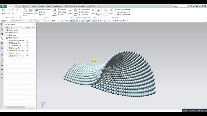 Siemens Nx Swoop | Point set | Sphere |  Delete Body CAD in NX siemens 10