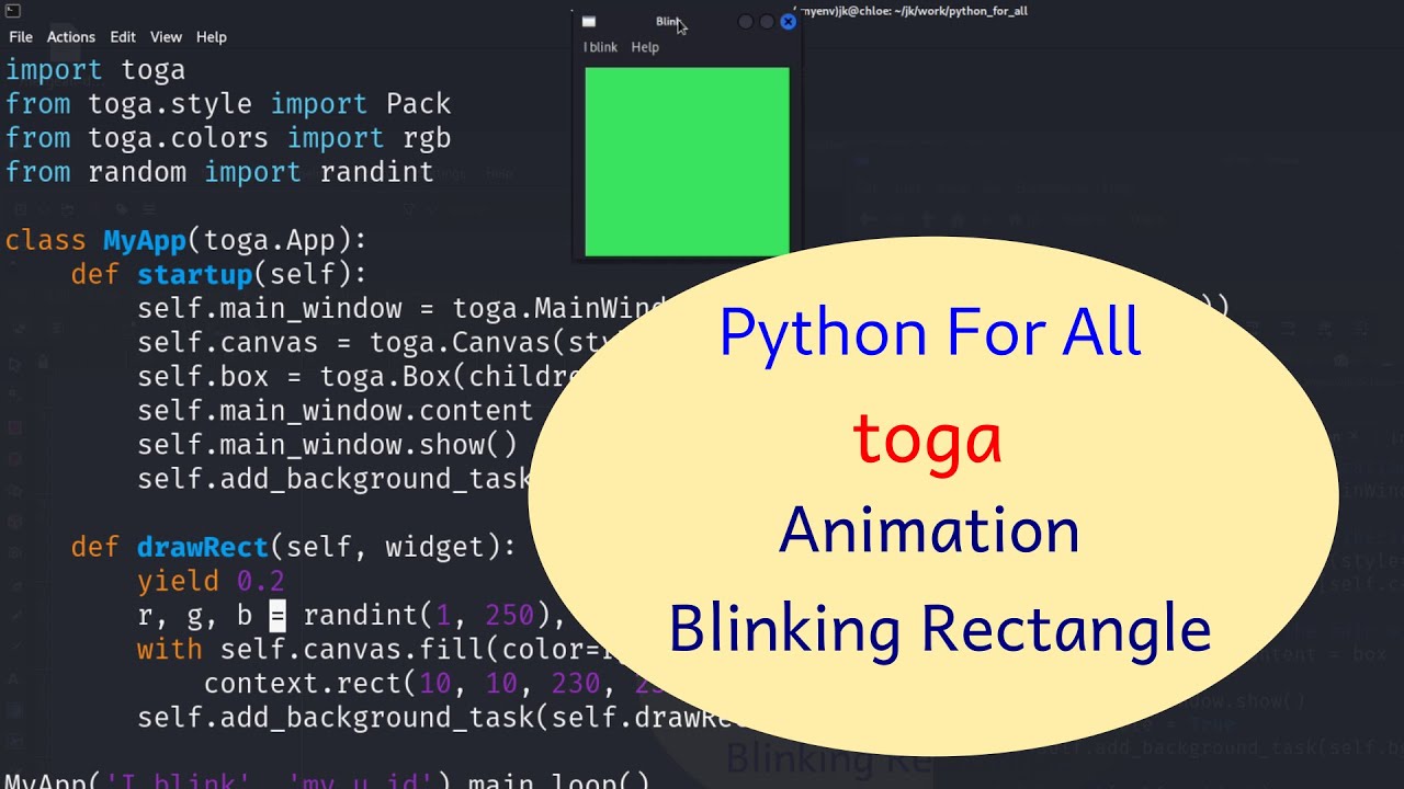 Python - toga - blinking rectangle animation - Coding For All - YouTube