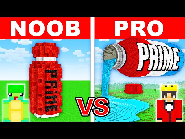 NOOB vs PRO: PRIME BOTTLE House Build Challenge in Minecraft class=