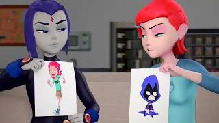 Gwen and Raven laugh at each others design