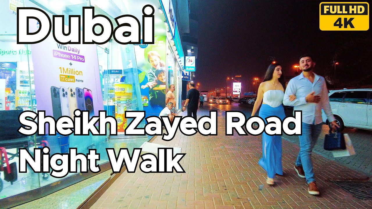 Dubai Sheikh Zayed Road at Night [4K]