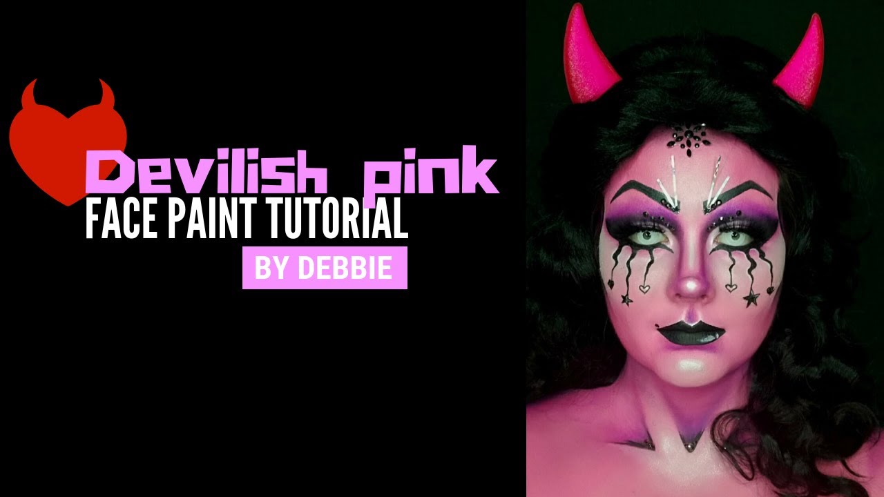 Develish Pink Face Paint Tutorial, Halloween Face Art