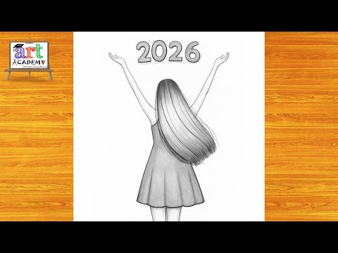 Happy New Year 2026 Drawing Tutorial Pencil Sketch 2026 New Year Scenery Drawing Drawing 2026 