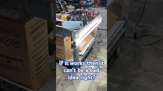Putting a light on my cart so I can do polishing on the bike ￼