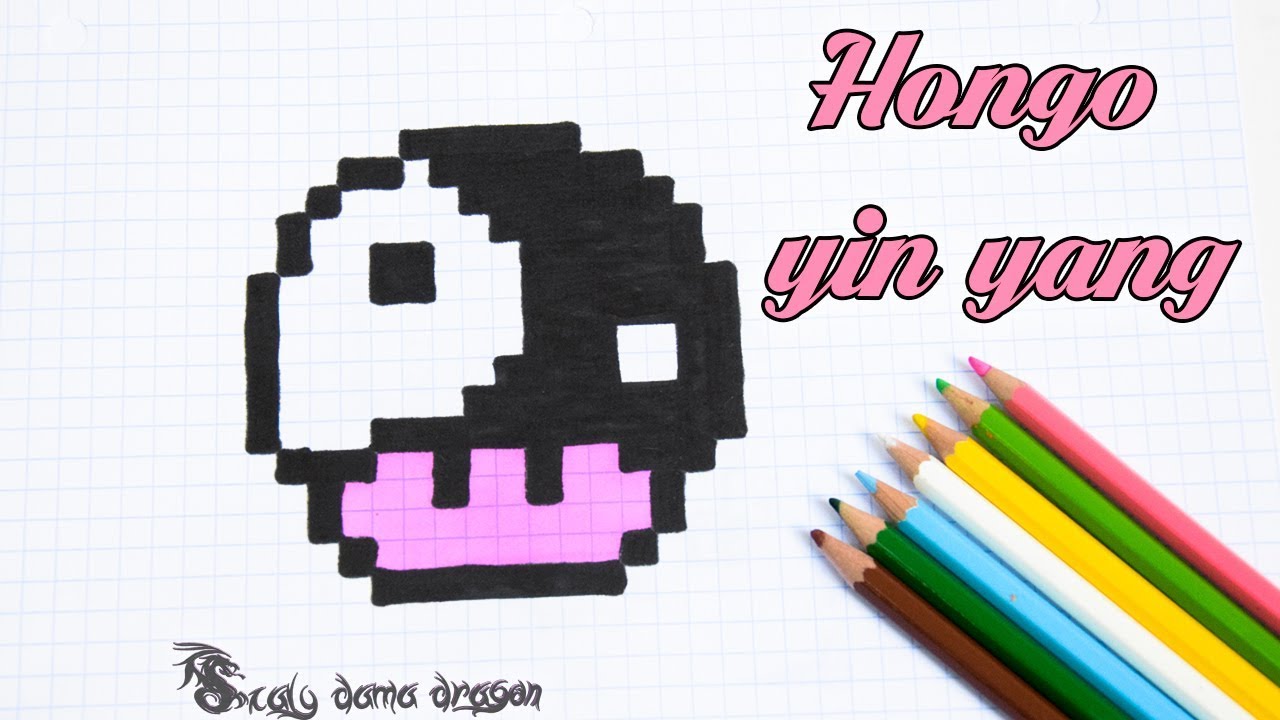 Mario Bros Hongo yin yang Pixel art / cuadricula - thptnganamst.edu.vn