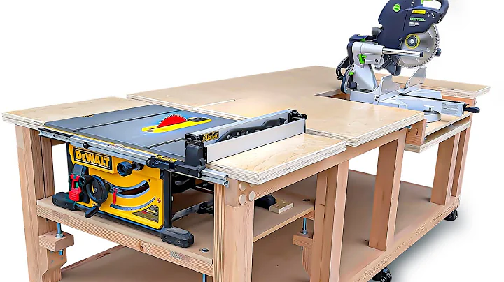 Table Saw + Miter Saw Workbench with Rotating Shelf (Flip-Top Miter Saw Station Upgrade)
