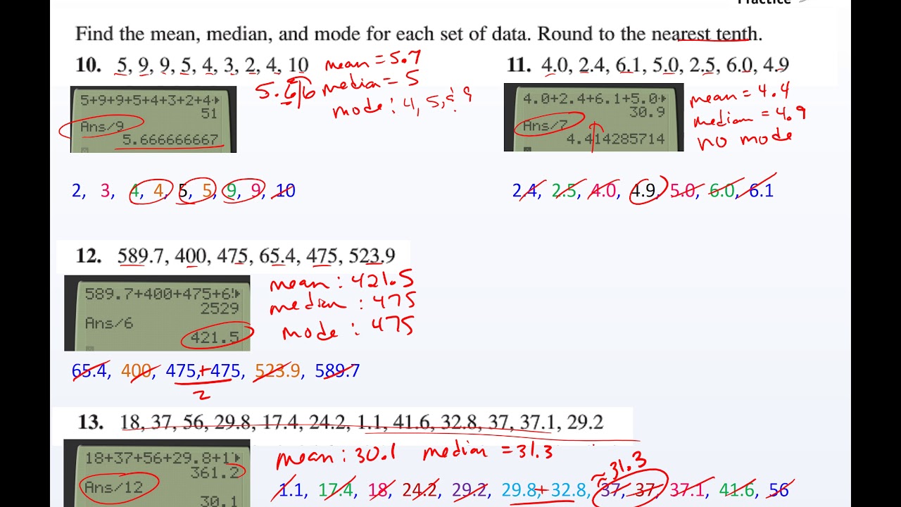ACT Prep Unit 2 Day 4 Statistics Mean Median and Mode - YouTube