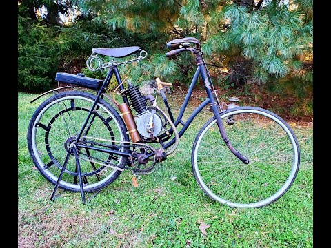 Early 1900s Motorbike Steffey Motor in Antique Pope Chassis - YouTube