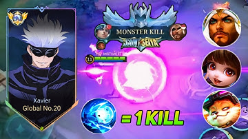 WTF DAMAGE! XAVIER GOJO SATORU 1 KILL BUILD & EMBLEM TOP GLOBAL XAVIER 2024