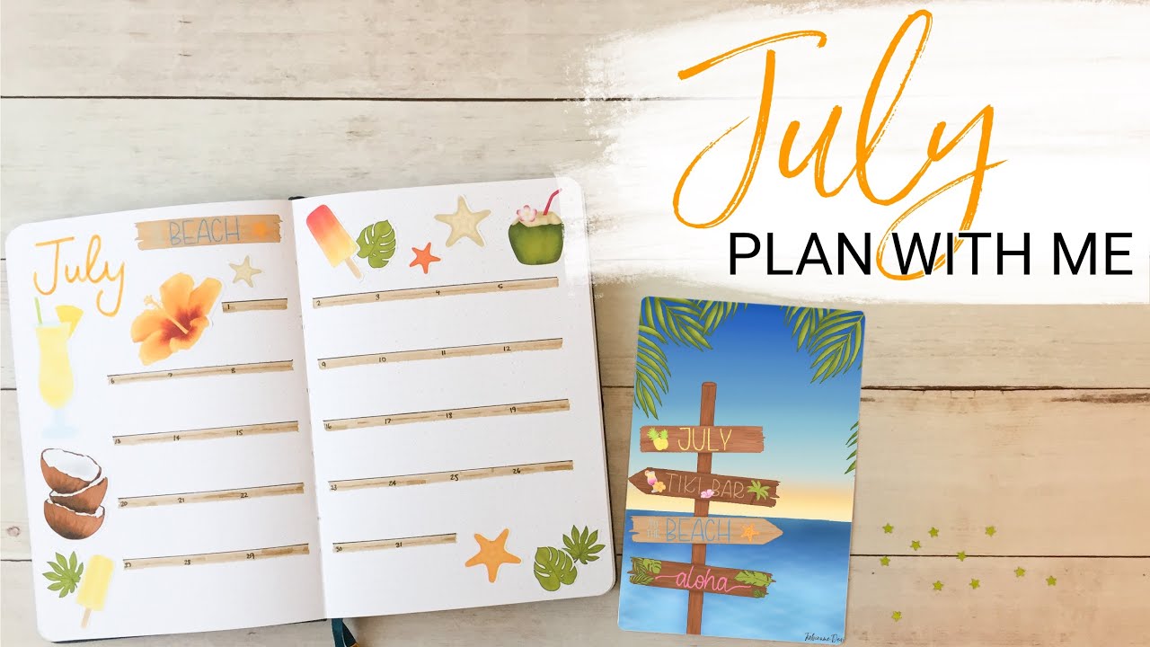 PLAN WITH ME | July Bullet Journal Setup | Tropical Summer Theme 🍹🥥🌴
