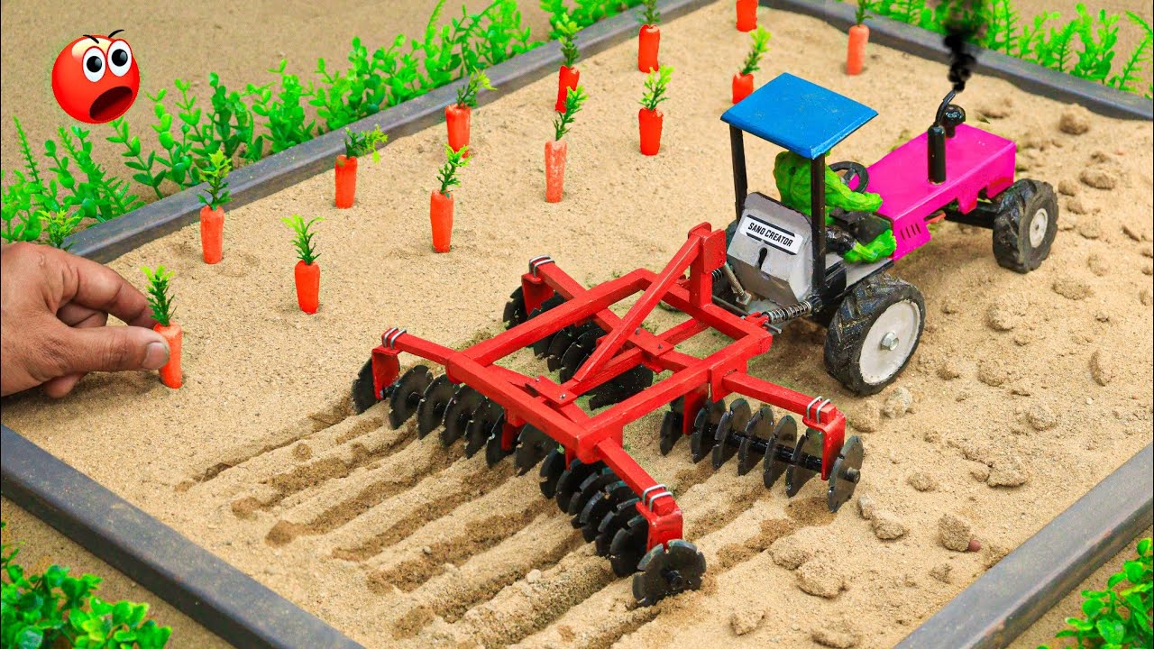 Diy mini tractor making modern agriculture disc harrows blade machine science project YouTube