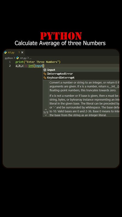 How to Calculate Average of Three Number in Python Language | #shorts # ...