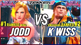 T8 🔥 Jodd (#1 Ranked Nina) vs K-Wiss (#2 Ranked Hwoarang) 🔥 Tekken 8 High Level Gameplay
