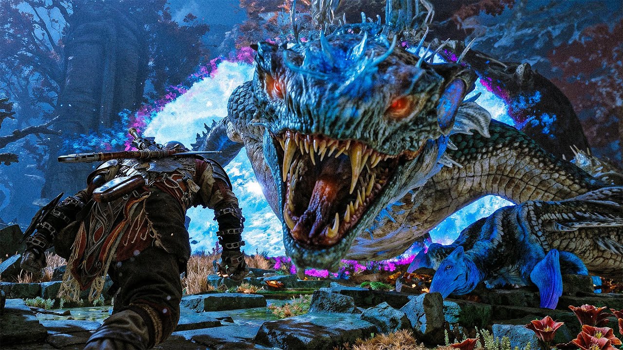 GOD OF WAR RAGNAROK – Nidhogg Boss Fight | 4K 60FPS (Kratos vs Nidhogg ...
