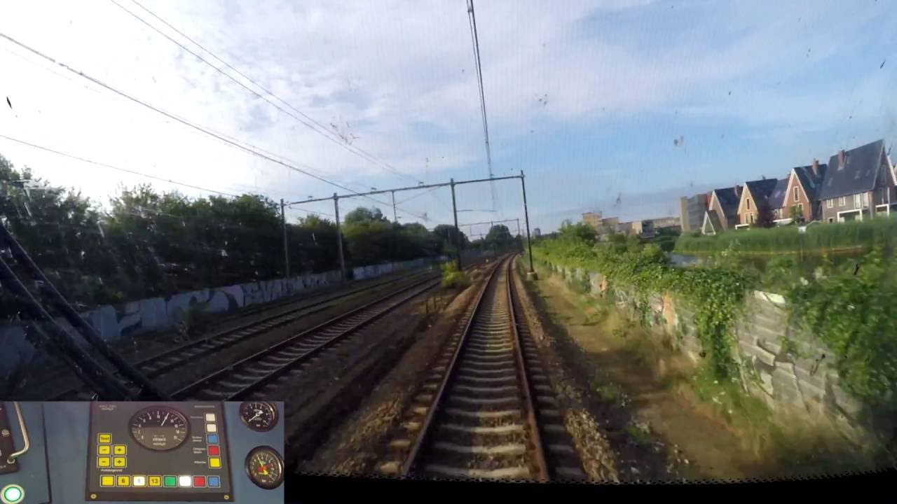 A train driver's view: Haarlem - Leiden CS (vv), SLT, 10-Jul-2016.