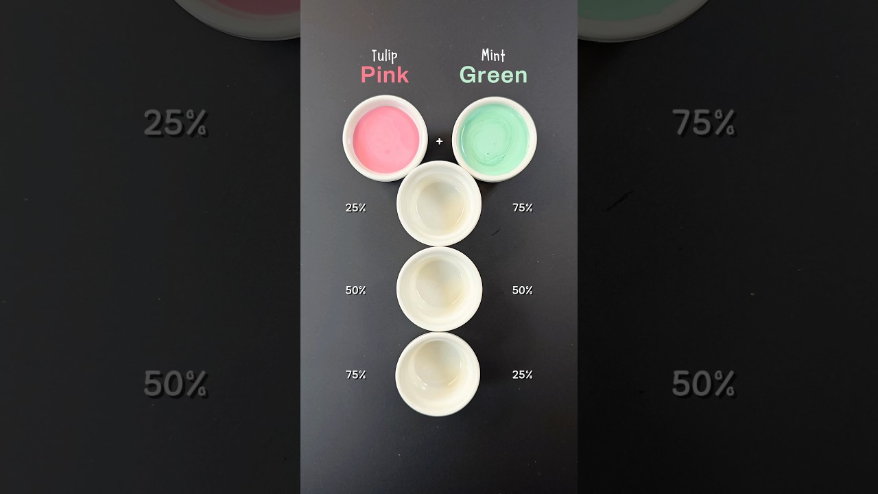 Loving the vibes of Tulip Pink + Mint Green Color Mixing! 🌈😍 #colormixing #painting  #shorts