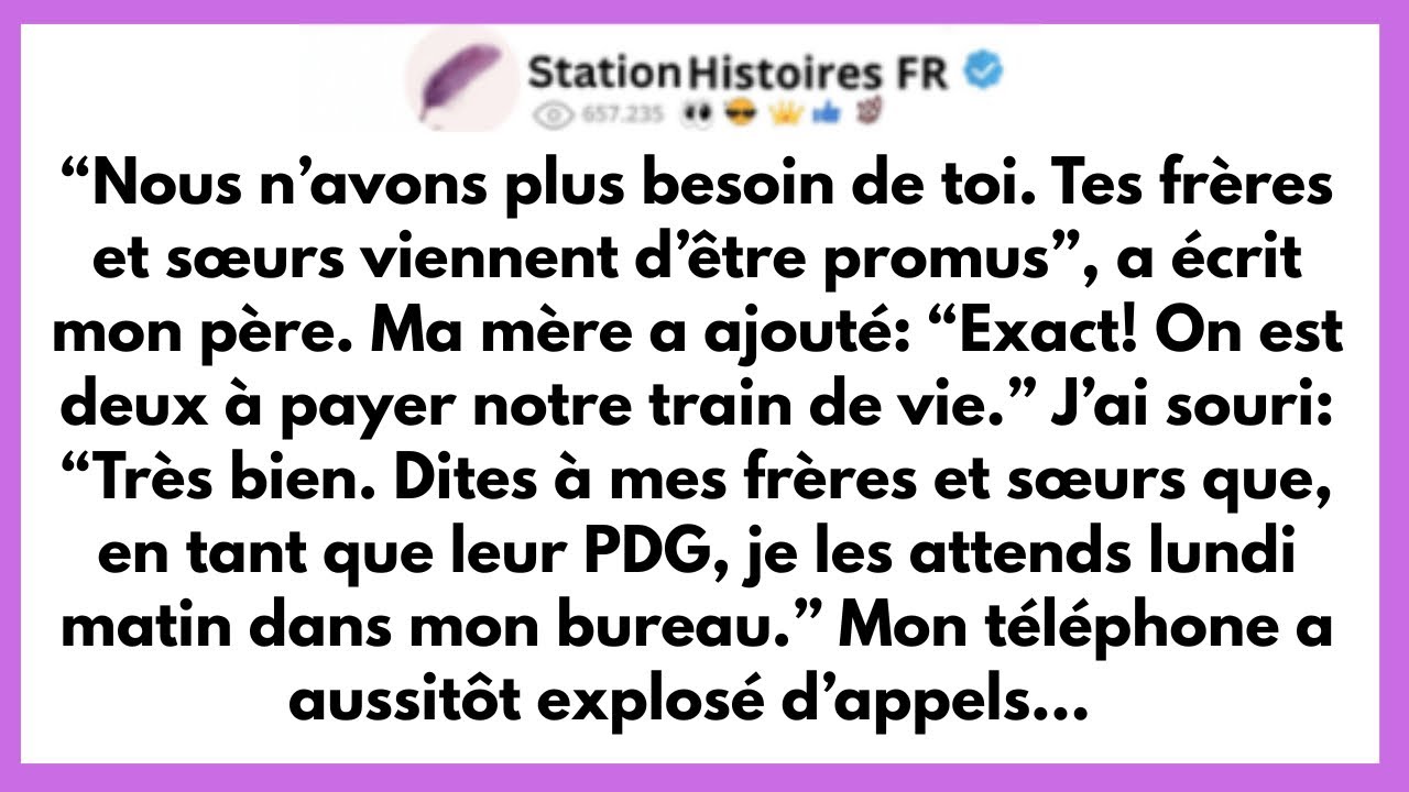 J’ai lu le message de mon père un dimanche soir, pendant que je regardais un documentaire : « Nous n’avons plus besoin de toi. Tes frères et sœurs viennent d’être promus. » Après douze ans à payer...