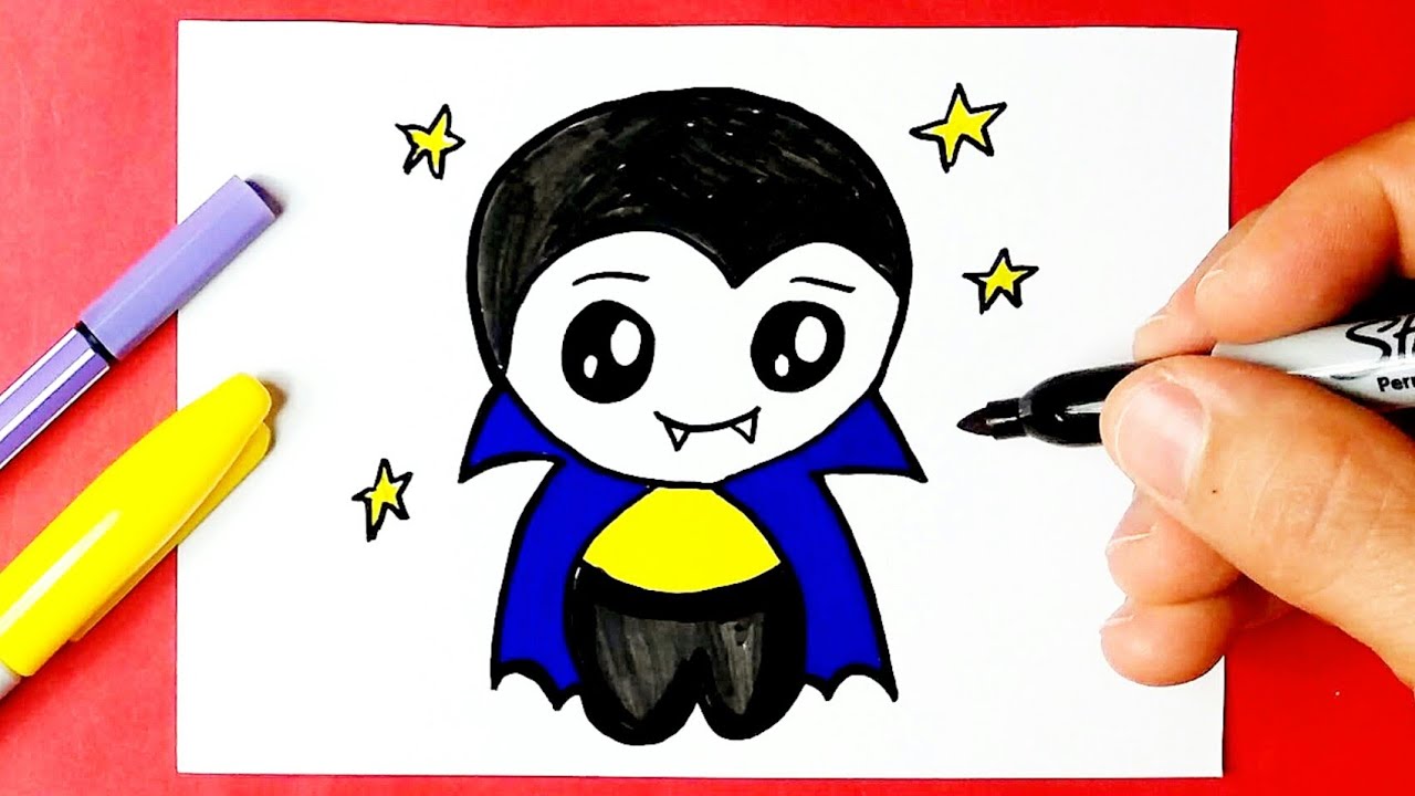 HALLOWEEN como desenhar VAMPIRO fofo kawaii Desenhos para