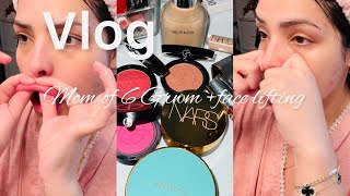 Vlog mom of 6 Grwm + face lifting techniques and favorite blushes