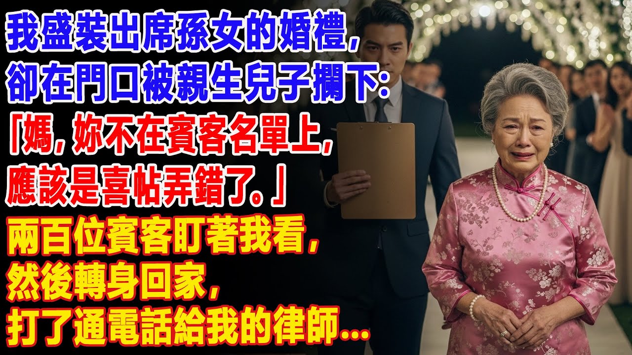 【真實故事】 親生兒子在孫女婚禮上將我攔下：「媽，妳不在名單上 📜❌。」我轉身回家後… 👑💥| 父母子女冲突 | 真實故事 | 故事分享 | 情感故事 | 晚年哲理 | 說故事