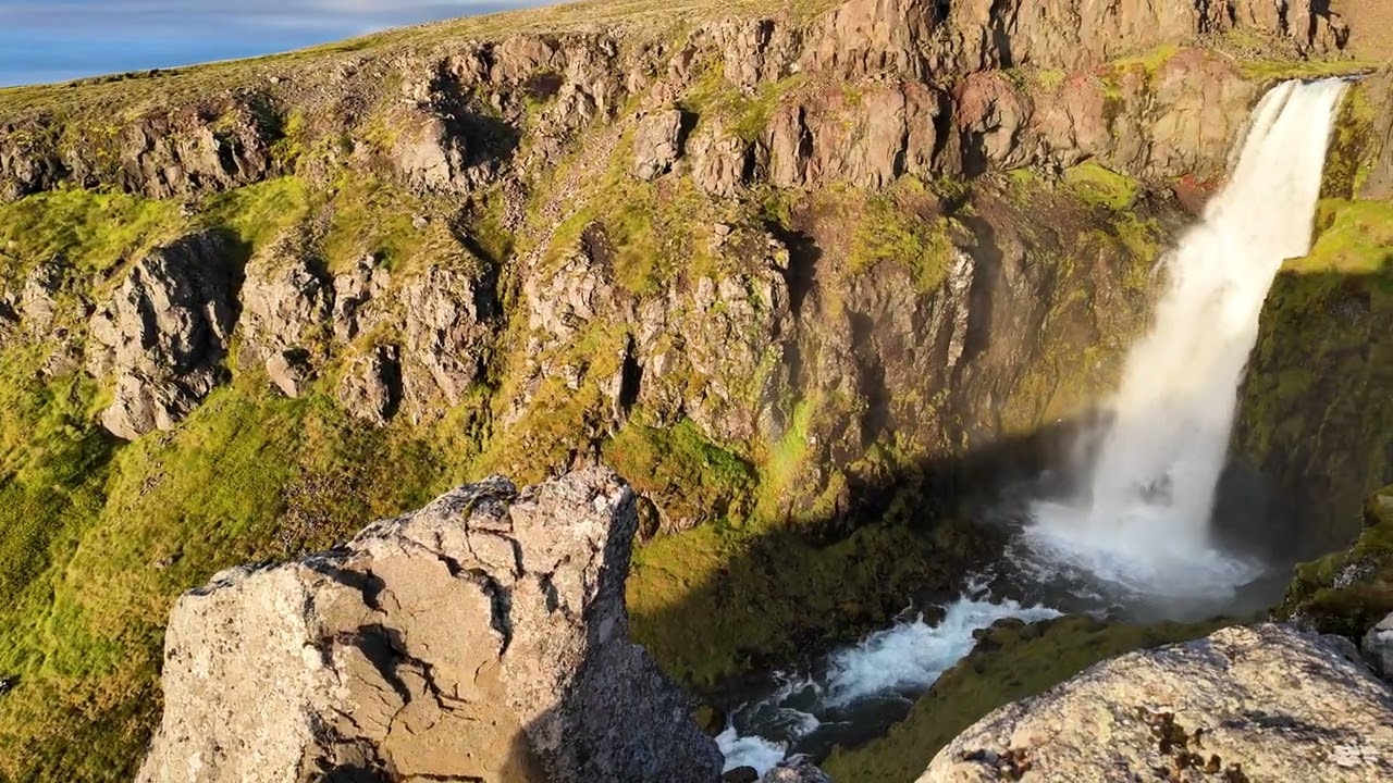Gljúfursárfoss waterfall near Vopnafjörður by RubΣn — Gljúfursárfoss, Iceland — video poster