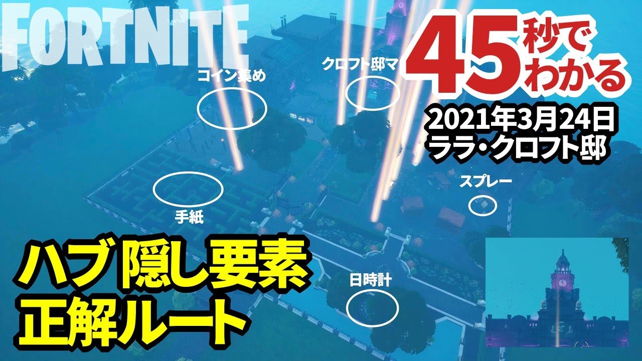 ハブ・クロフト邸の隠し要素とコイン集め正解ルート【フォートナイト】2021年3月24日