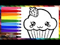 Drawing and coloring a cute cupcake  drawings for kids