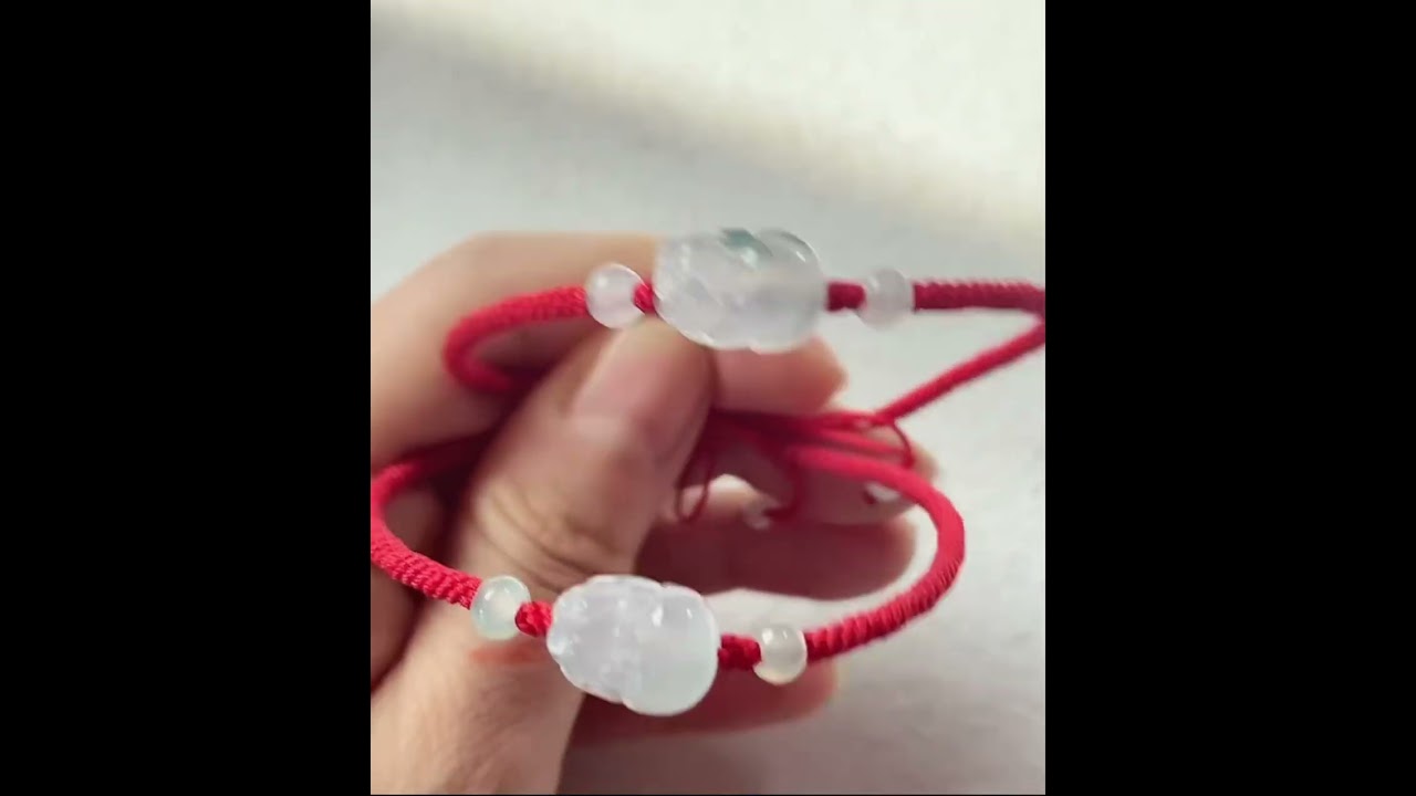 Single Purely hand woven Highly translucent Natural Jadeite Pixiu Bracelet