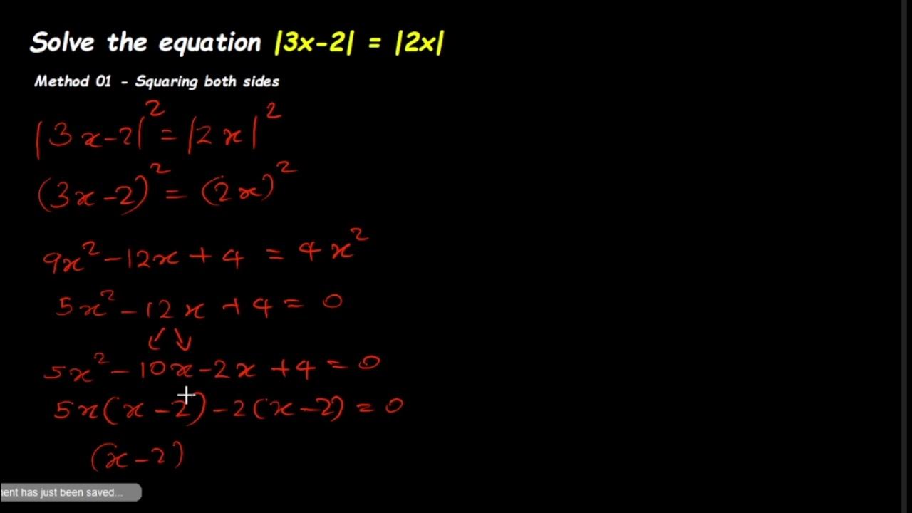 How to solve modulus equations by squaring both sides - YouTube