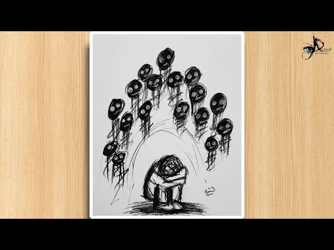 How to draw depression boy charcoal drawing with easy and simple technique