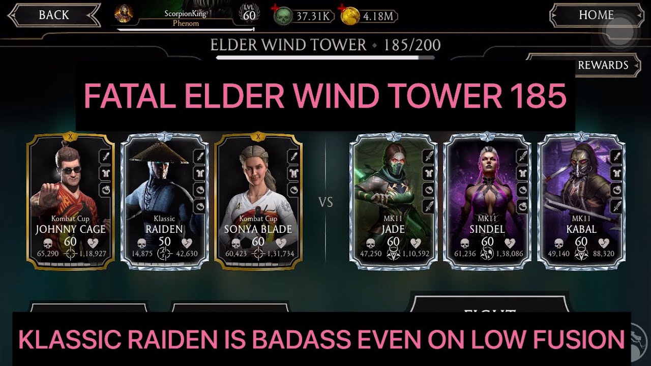 Fatal Elder Wind Tower Battle 185 is Hell!! Klassic Raiden is Really Good For This Battle!! 