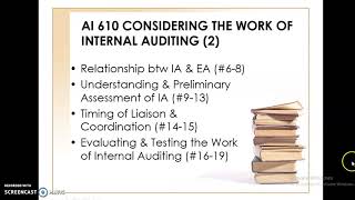 AUD689 Using the work of Internal Auditors & Experts