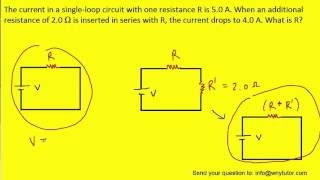 The current in a single-loop circuit with one resistance R is 5.0 A. When an additional resistance o