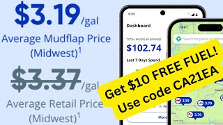 Mudflap fuel app review and invite code ca21ea for $10.00 in free fuel screenshot 1