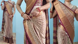 cotton silk saree draping tricks for beginners | step by step cotton silk saree wearing screenshot 2