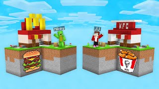 Mikey McDonalds SKYBLOCK vs JJ KFC SKYBLOCK Survival Battle in Minecraft (Maizen)