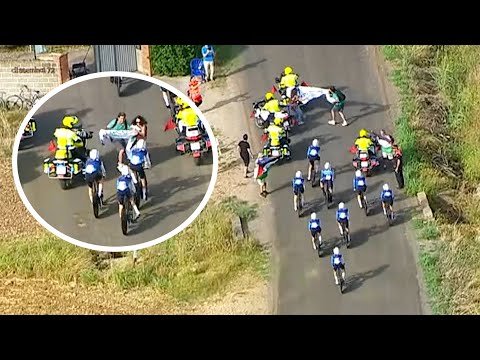 Protest Interrupts Team Time Trial On Race Course | Vuelta a Espana 2025 Stage 5