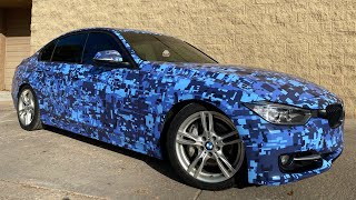Invisible Vinyl Wrap Blue Digital Camo Bmw 335I